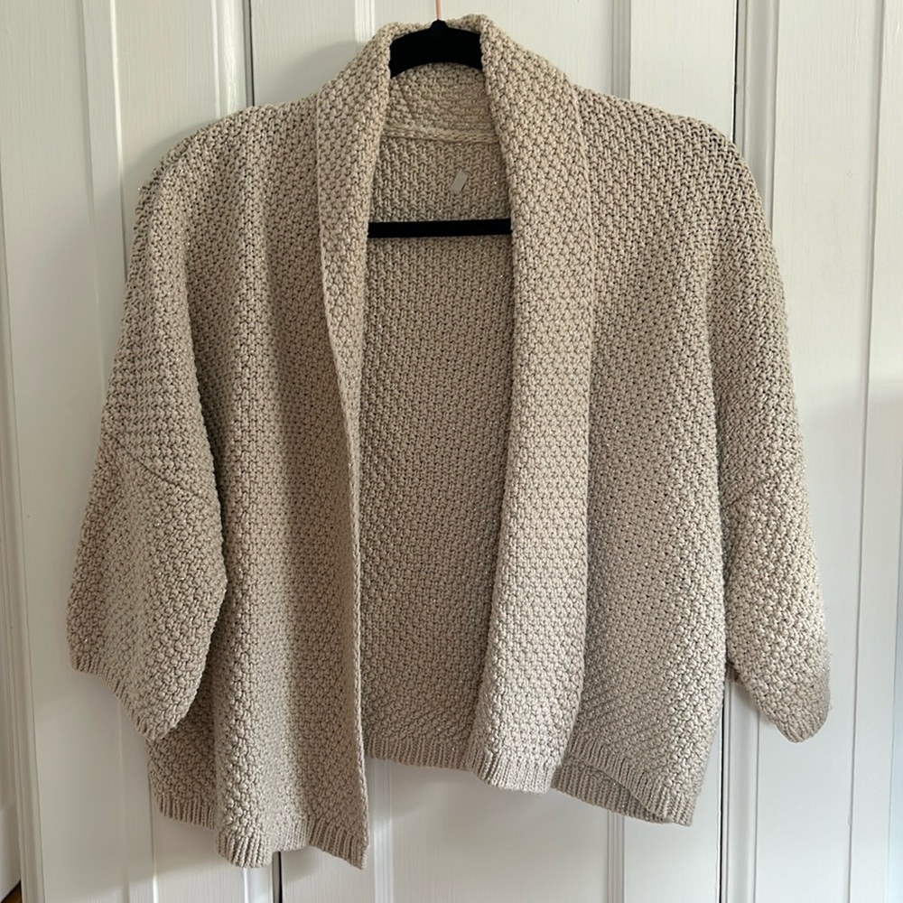 Loft short sleeve shawl collared cardigan